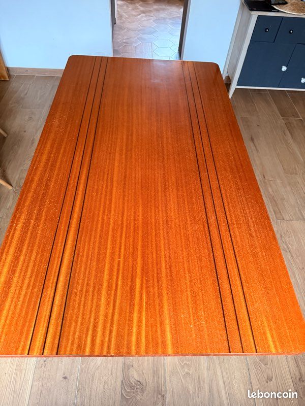 Table de salle à manger vintage années 60/70 – extensible, bois teinté (image 4)