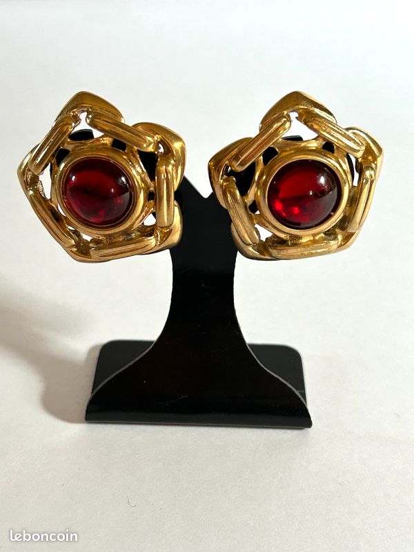 Boucles D'oreilles Clips Vintage Yves Saint Laurent Paris - Spirale Doré - Vintage Excellent état