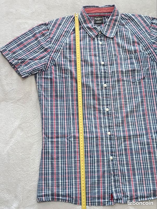 Chemise Pepe Jeans OCEANO – Manches Courtes Carreaux, Taille S, Neuve étiquettes