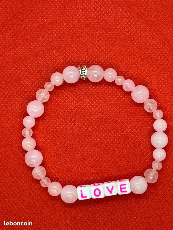 Bracelet LOVE en véritable QUAZTZ ROSE (image 2)