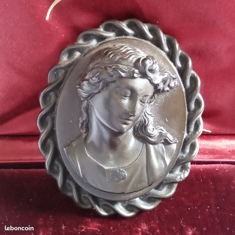 Grande Broche Vintage Argent Et Camée Mordoré - Bijou Ancien Unique 1634