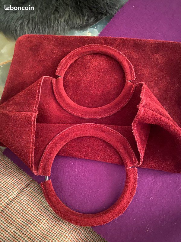 Sac en daim bordeaux neuf (image 4)