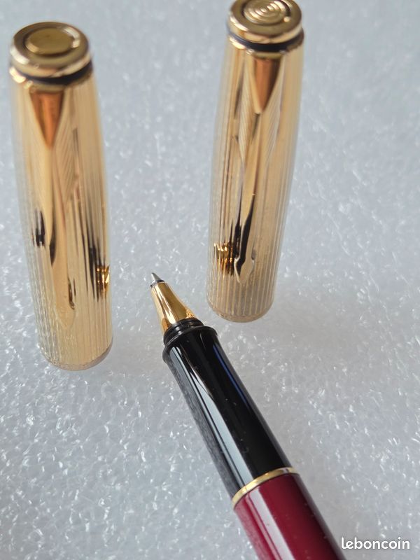 Parure Parker Sterling - Stylo Plume Et Roller - Plume Or 18K - Argent - Très Bon état