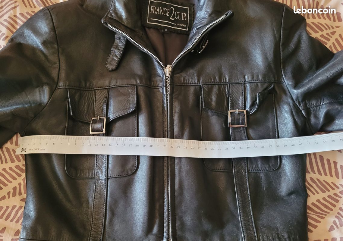 Veste En Cuir Véritable Pour Femme - Taille 18 - Noir - Occasion En Très Bon état
