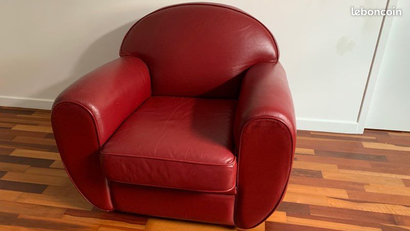 Fauteuil club cuir rouge (image 4)