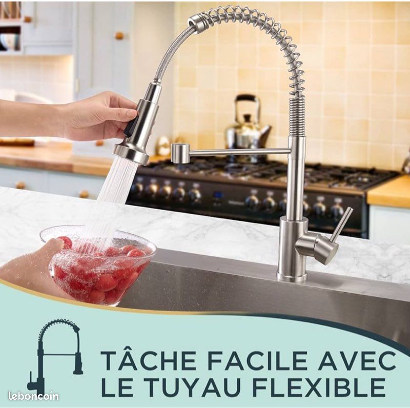 Robinet Cuisine, Mitigeur Cuisine Avec Douchette Pivotant à 360 (image 2)