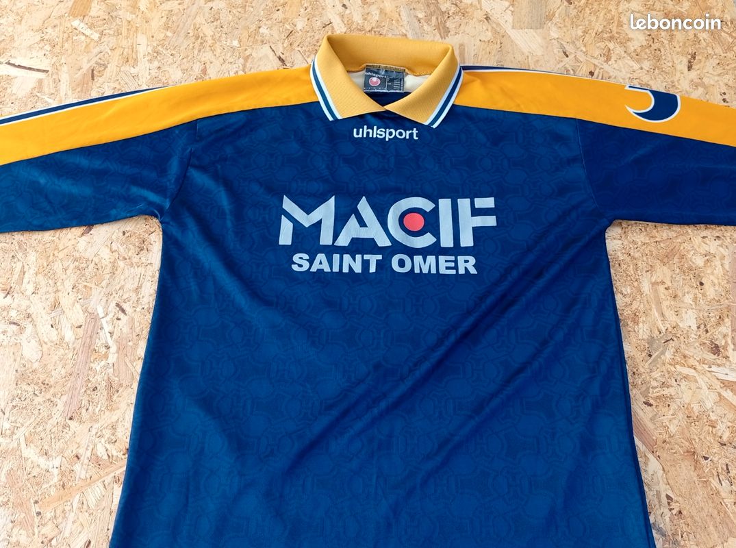 Maillot t-shirt Uhlsport football Macif saint omer pur Vintage rétro 1980 1990 porté (image 4)