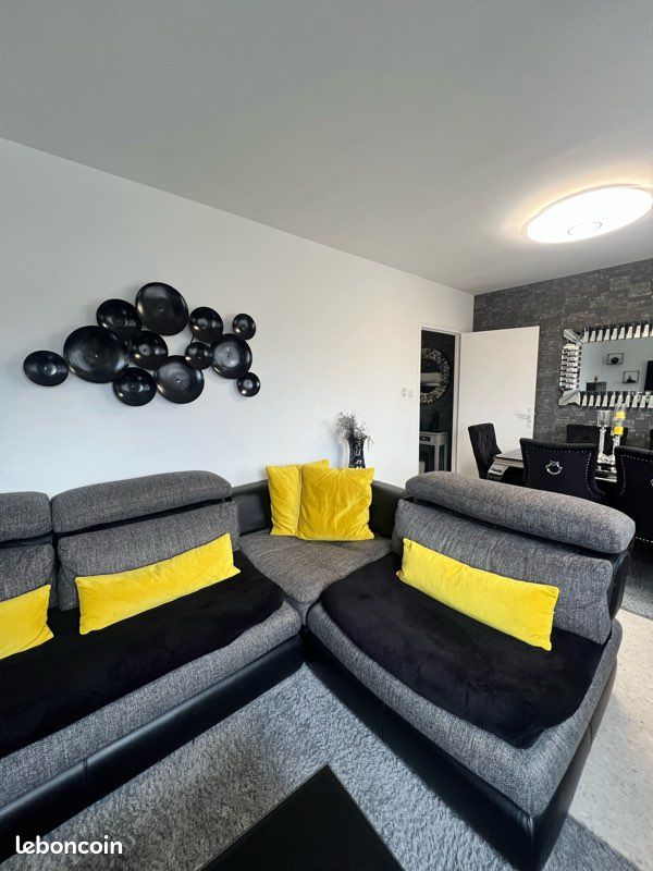 Magnifique canapé XXL (gris anthracite chiné et base cuir) (image 5)
