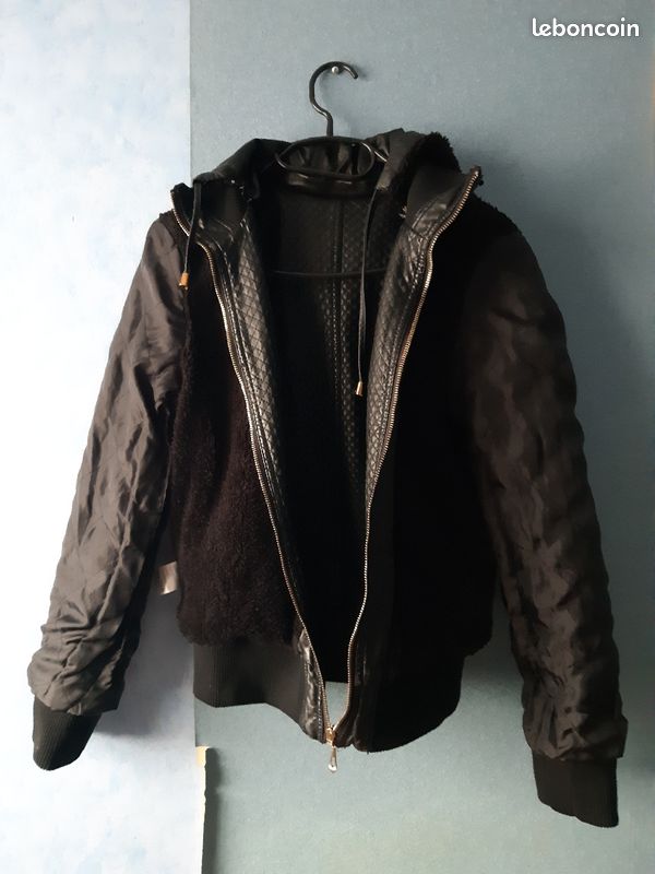 Blouson femme courte noir similicuir (image 3)