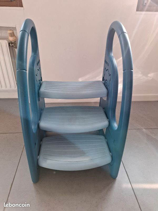 Tabouret Réglable Toilette Enfant COSTWAY 3 En 1 Tabouret Enfants 3 Marches Avec Pédale Amovible, Marche Pied Enfants En HDPE Avec Patins Antidérapants, Main Courante Pour Cusine Salle De Bain, Charge 75kg
