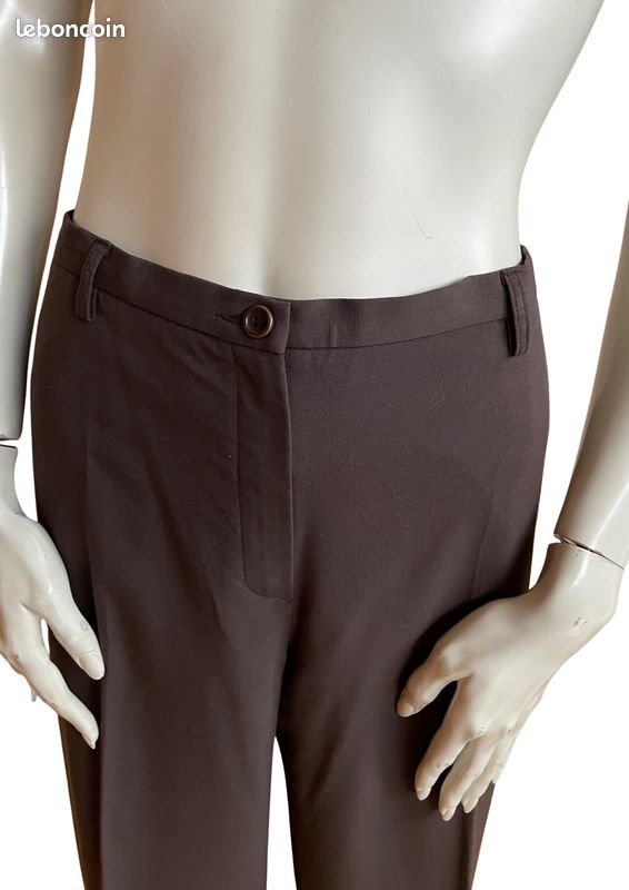 Pantalon Femme Gérard Darel Taille 40 - Gris En Laine Vierge, Coton, Lin - Coupe Slim - Occasion Très Bon État
