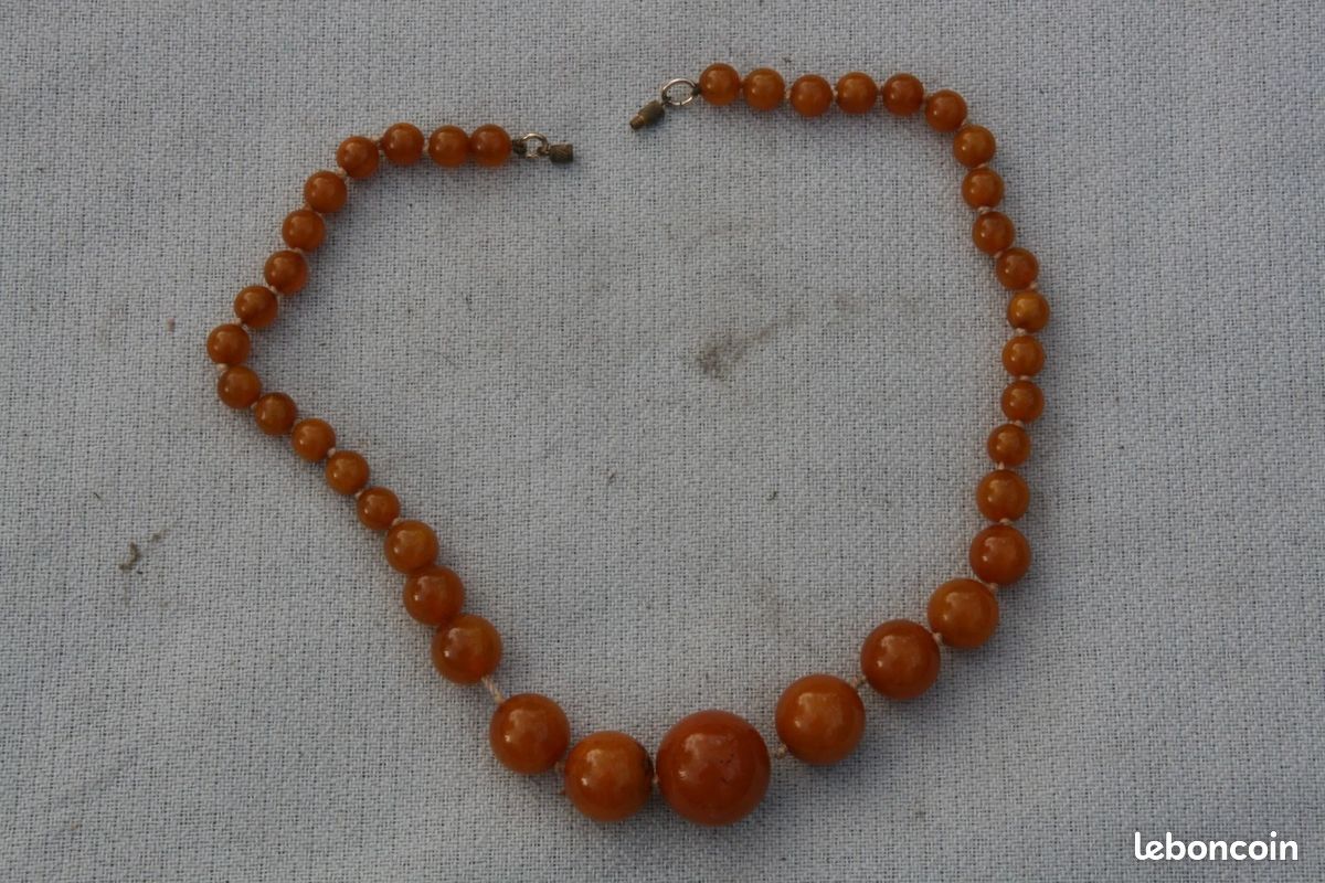 Collier Ancien En Bakélite Couleur Ambre - Vintage - Occasion