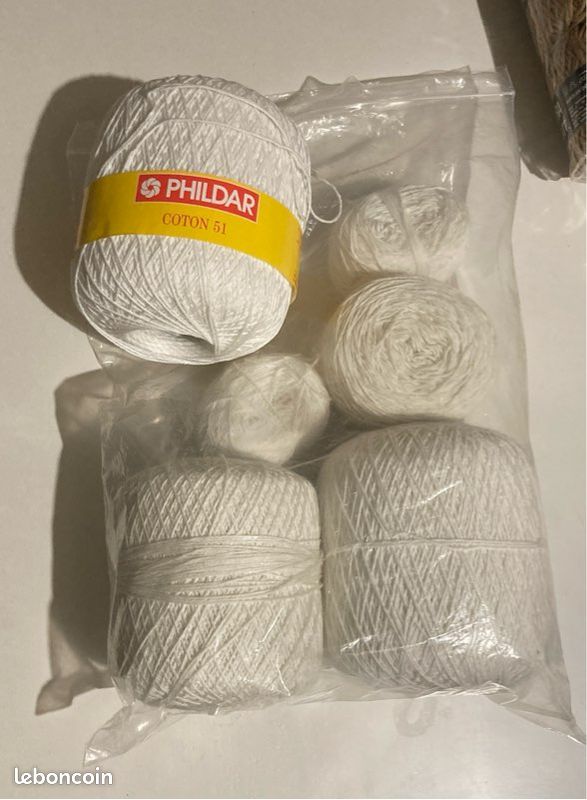 Lot De 5 Pelotes De Fil Fantaisie Brillant - Blanc Cassé - Pour Tricot Et Crochet