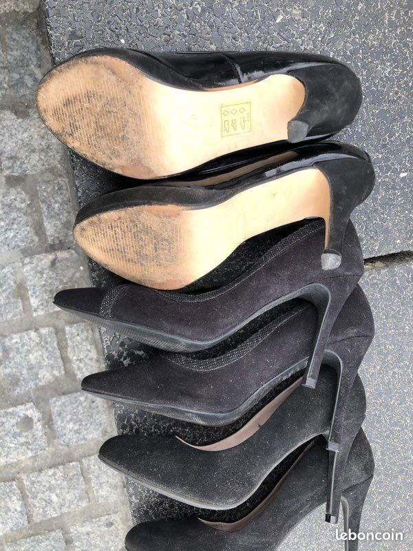 Escarpins noir talon aiguille 9 Cm P39 10 la paire (image 9)
