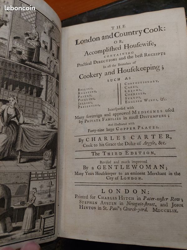 London and Country Cook 1749 (ancien livre de cuisine) (image 1)