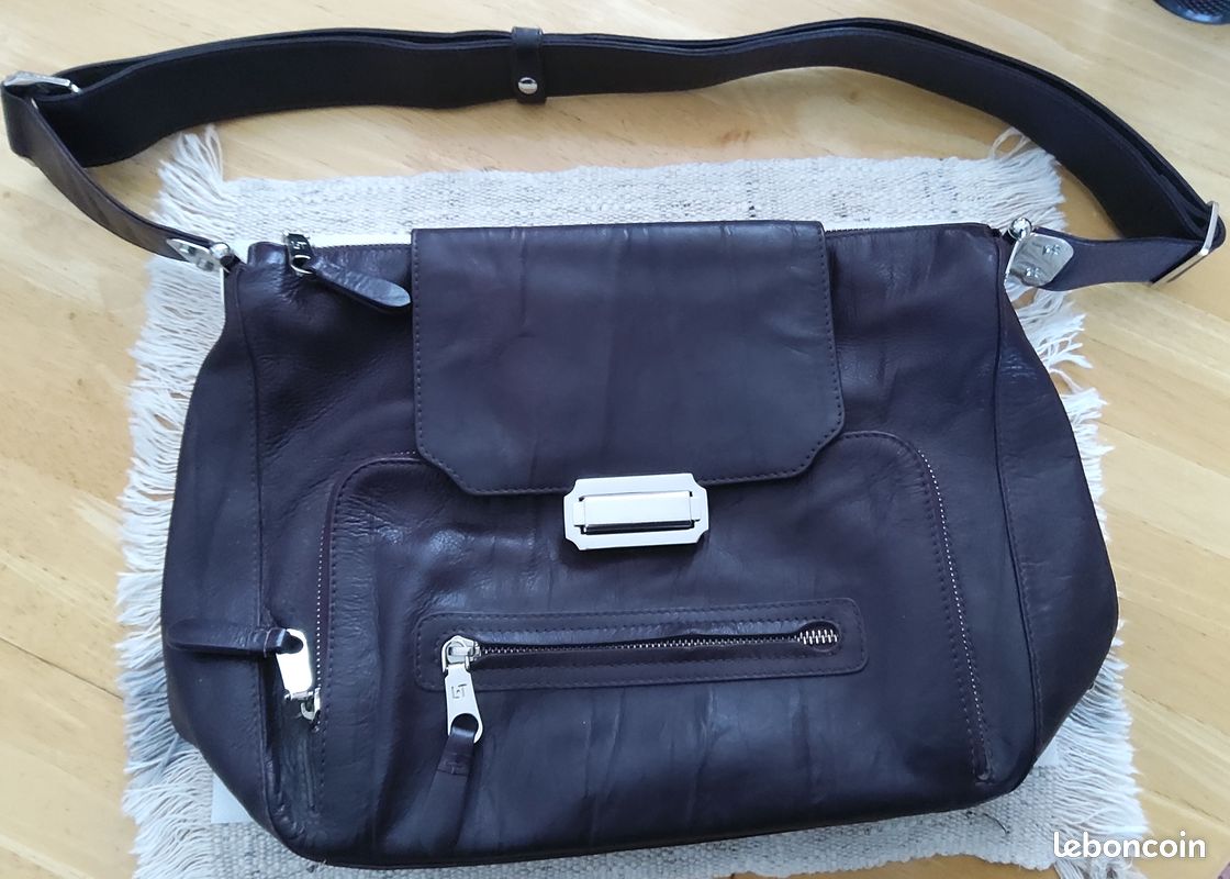 Grand sac à main CUIR à bandoulière règlable, marque LE TANNEUR