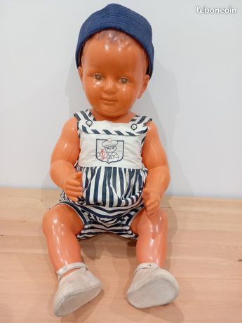 ANCIEN BAIGNEUR CONVERT 60 en CELLULOÏD YEUX RIBOULANTS 1950 POUPON au
