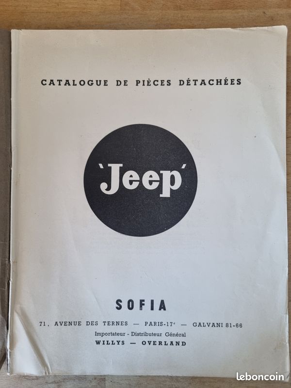 Catalogue de pièces détachées original d'époque CONCESSIONNAIRE JEEP WILLYS OVERLAND SOFIA Importateur distributeur général (image 2)