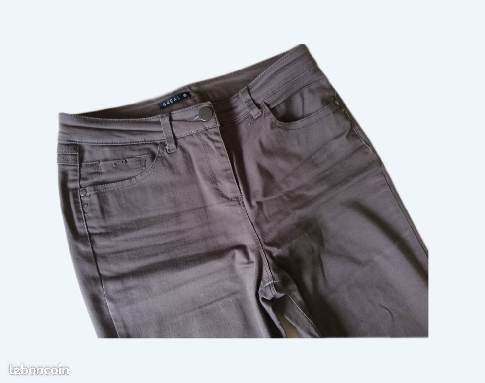 Pantalon droit BREAL femme T40 taupe (image 1)