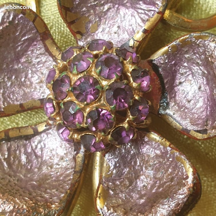 Broche Vintage Années 60-70 Motif Pomme Mauve Dégradé - Sans Marque