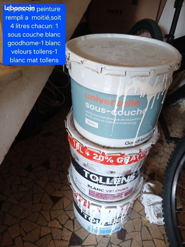 3 pots de peinture 10 litre a moitié rempli (image 1)