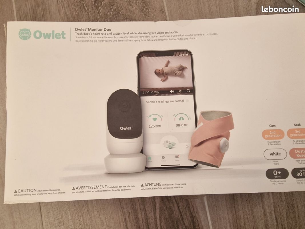 Owlet moniteur bébé chaussette surveillance cardiaque (image 1)