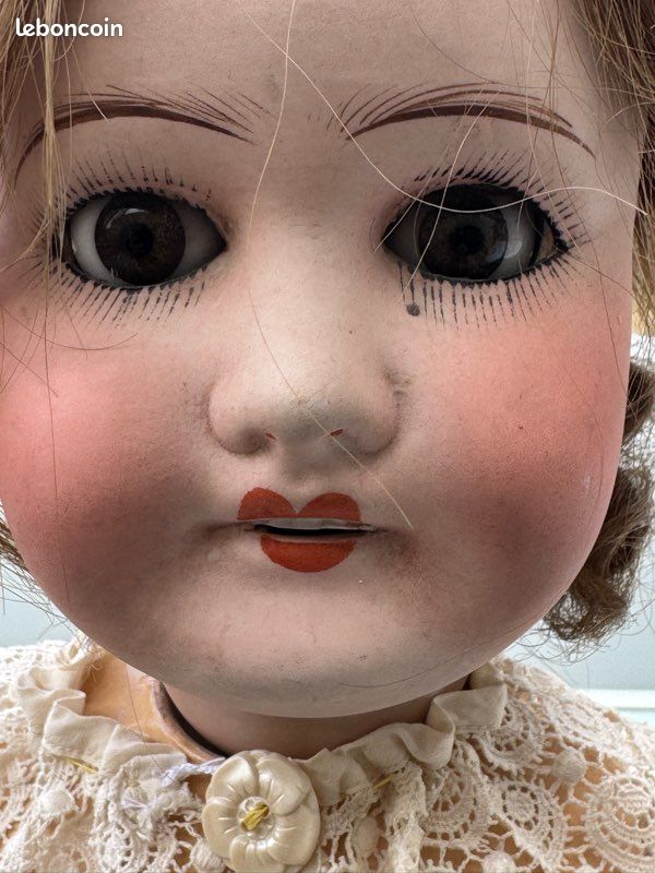 Ancienne Poupée Porcelaine – Tête En Porcelaine – Yeux Dormeurs – 16 Cm
