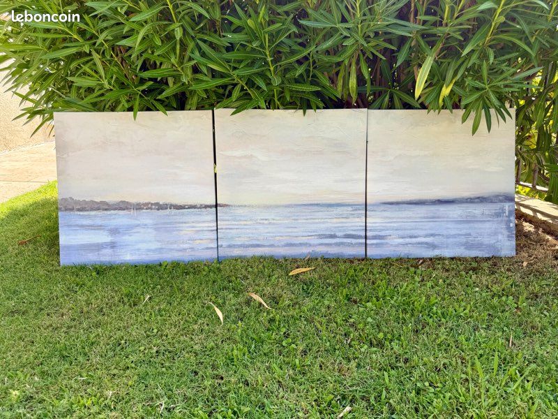 Triptyque IKEA PJÄTTERYD Paul Duncan – paysage marin – 3 toiles 56 x 56 cm (image 1)