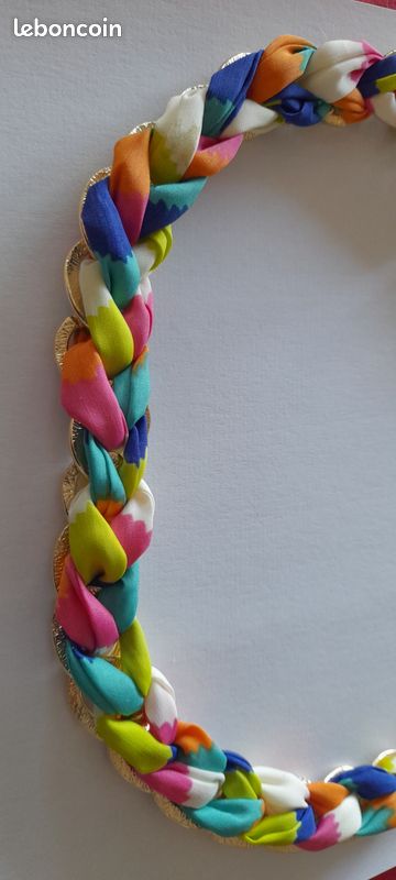 Serre tête " vintage" multicolore - Etat neuf - tissus et métal (image 10)
