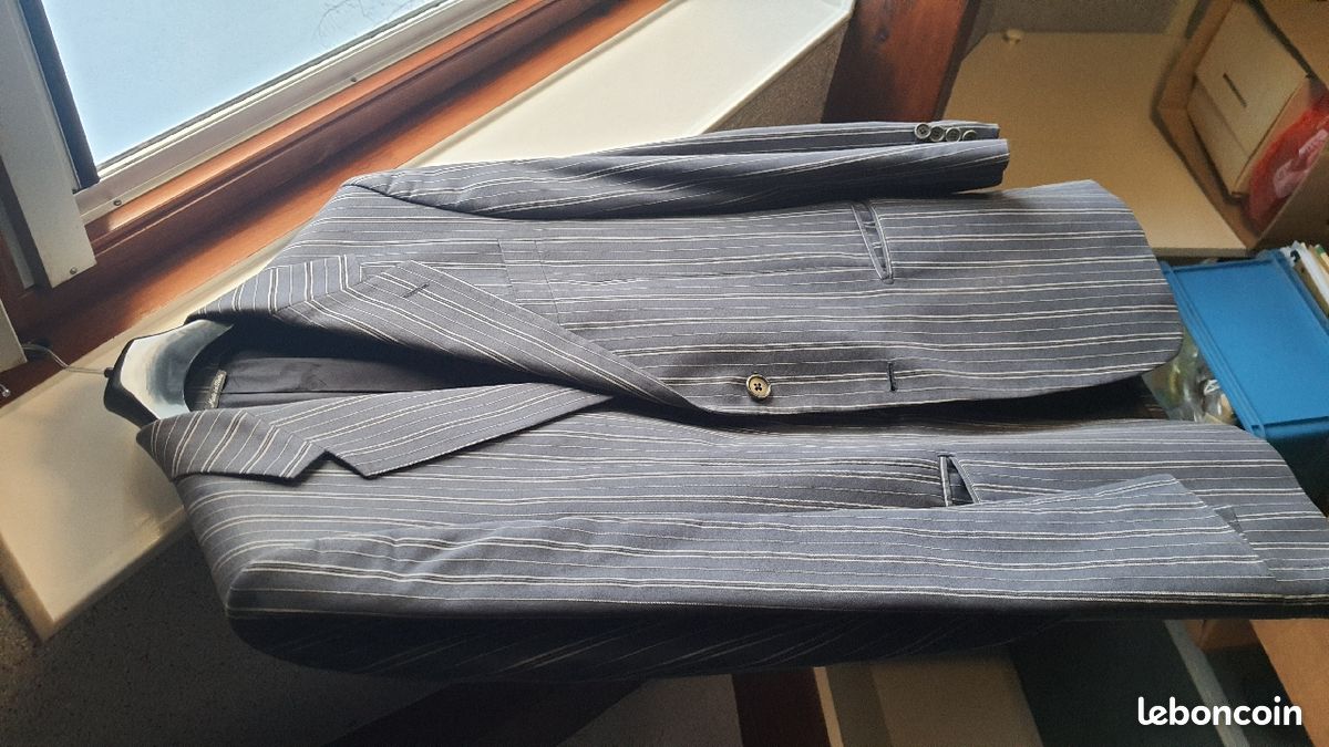 Veste Smalto bleu marine rayures blanches 48 ITA (image 1)