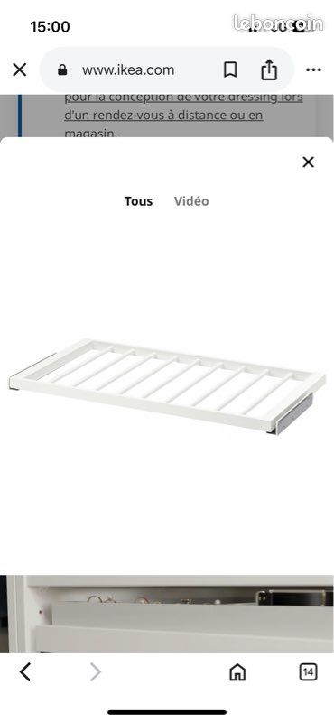 Porte-pantalons coulissant, blanc, 100x58 cm (image 1)