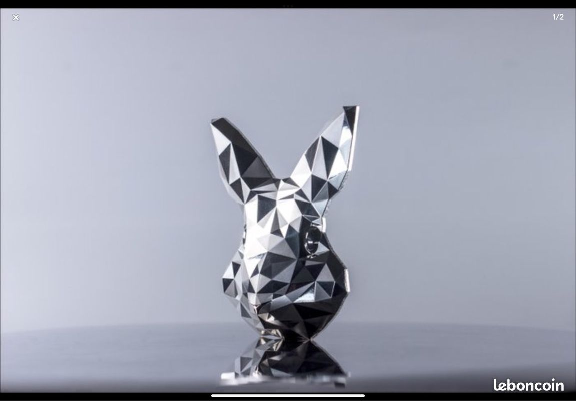 Pièce d’argent pur 2 oz, lapin œuvre d’art moderne (image 1)