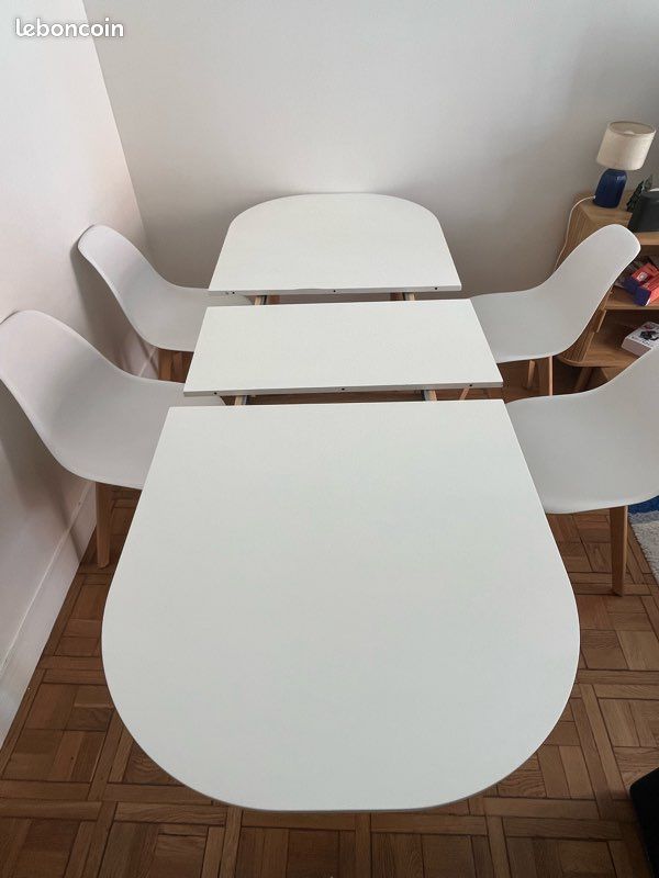 Table à manger extensible blanche 4-8 personnes (image 3)