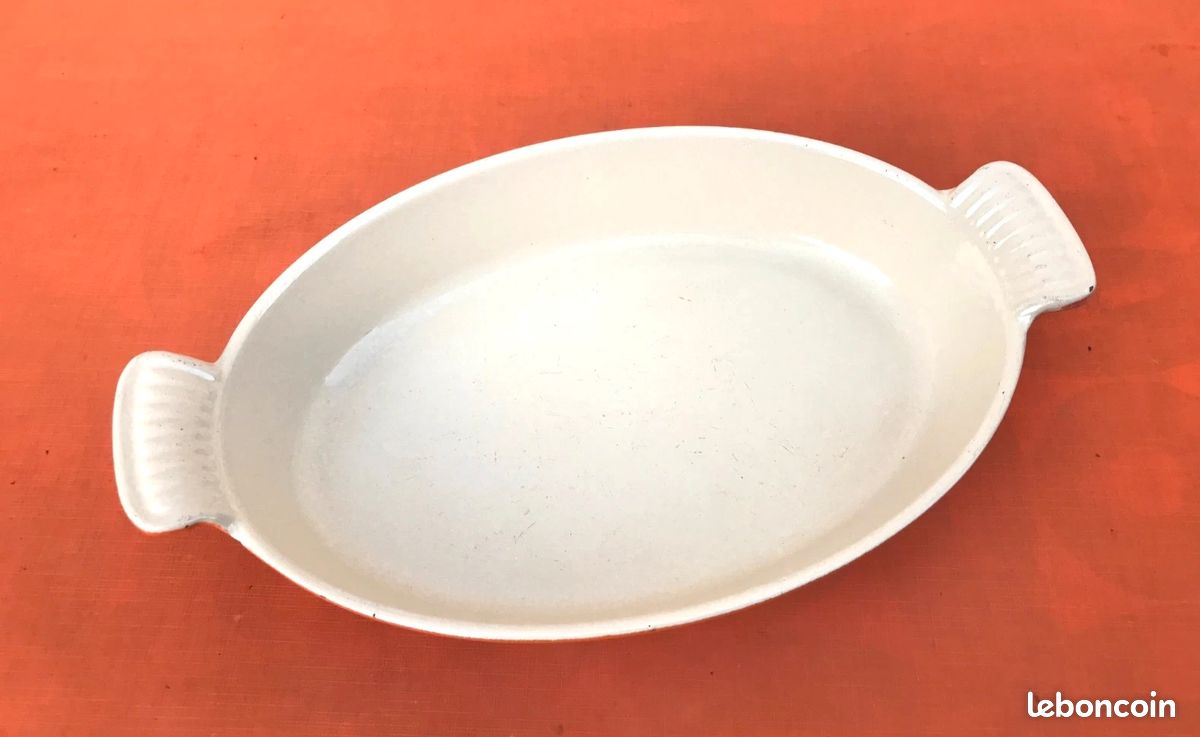 Plat à Four Le Creuset Ovale N°28 – émail Blanc – Vintage Made In France – Bon état
