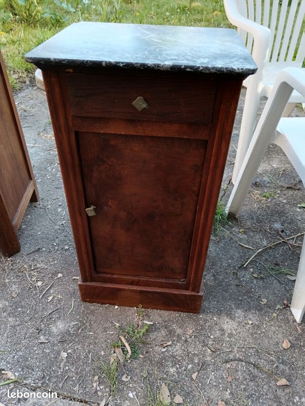 Chevet vintage bois/marbre (image 1)