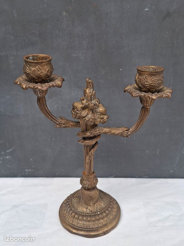 Ancien Bougeoir En Bronze - Objet Déco Vintage - Sans Marque