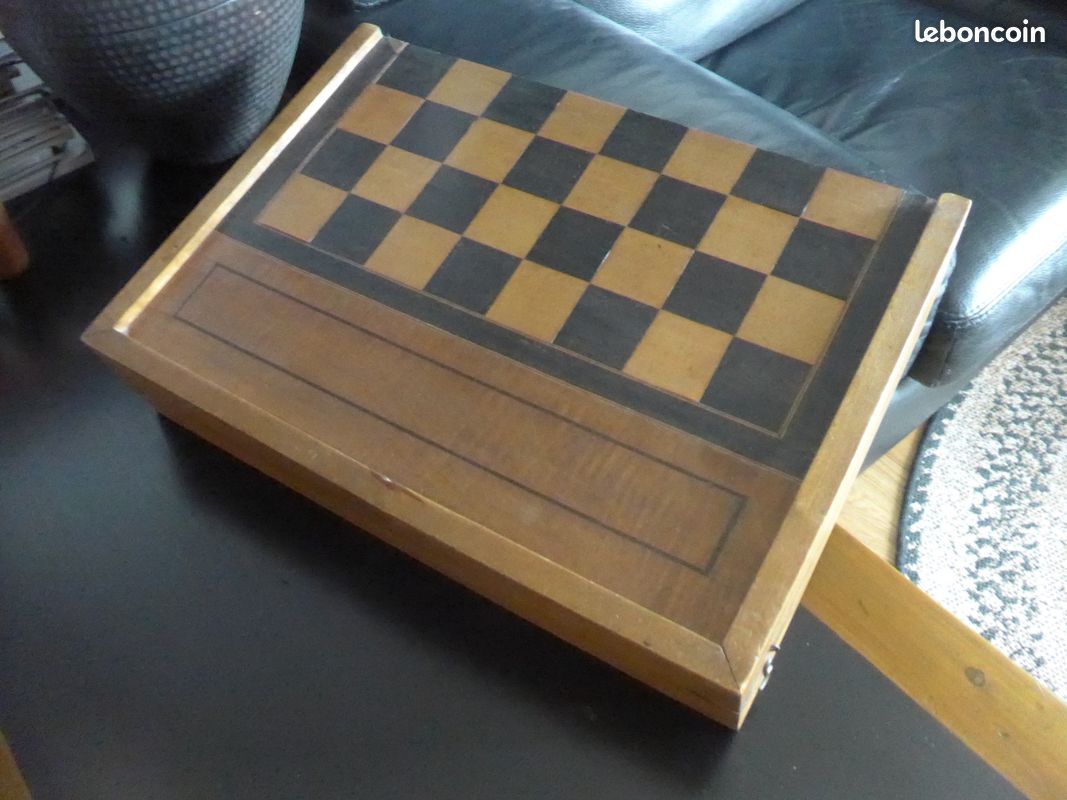 Ancienne Boîte De Jeu De Jacquet Backgammon En Bois - Complet Avec Jeu De Dames - France
