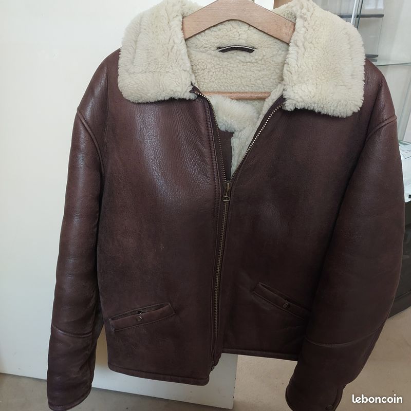 Blouson bombardier cuir peau lainée L (image 1)