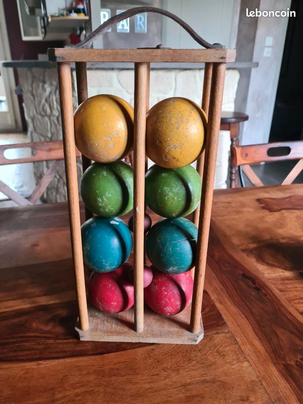 Ancien Jeu De Boules En Bois – Vintage – France