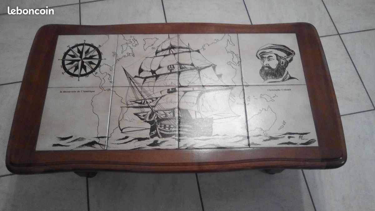 Table basse décor Christophe Colomb (et85) (image 3)