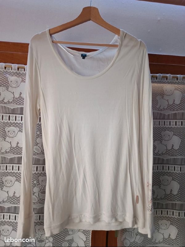 Tee-shirt manches longues blanc (image 2)
