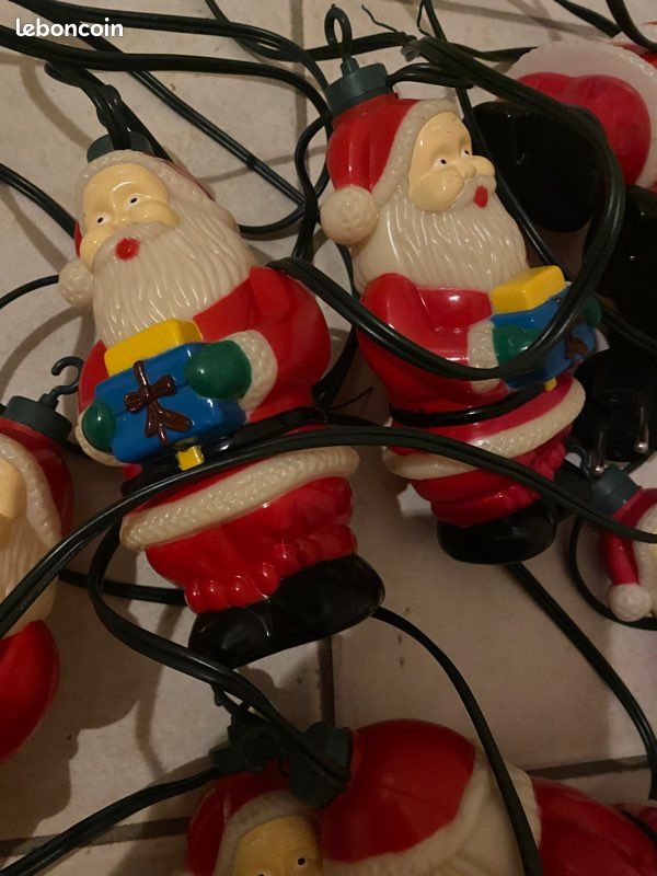 Guirlande Lumineuse Vintage Père Noël - Déco Noël Ancienne - Fonctionne