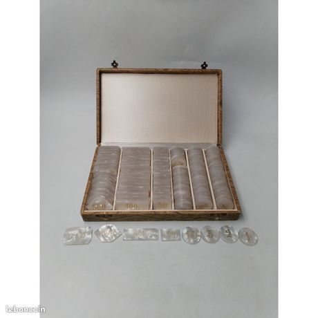 Coffret Ancien Jetons De Poker Bakélite - Look Nacre - Jeux De Casino Vintage