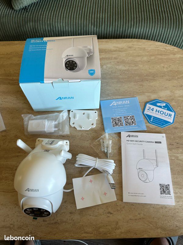 ANRAN 2K Caméra Surveillance WiFi sans Fil avec Batteries, Blanc 360° Pan/Tilt, Détection Mouvement PIR, Couleur Vision Nocturne Alarme Audio, Compatible Alexa (image 1)