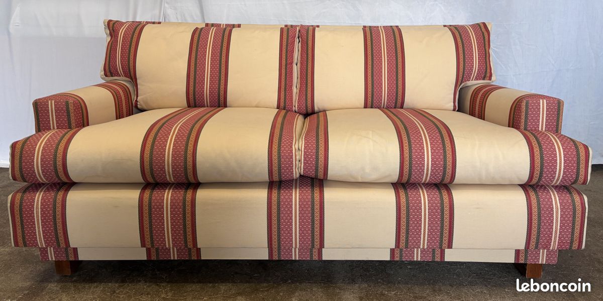 [PAIRE DISPONIBLE] Canapé 2/3 Places – Style Classique à Rayures (image 1)