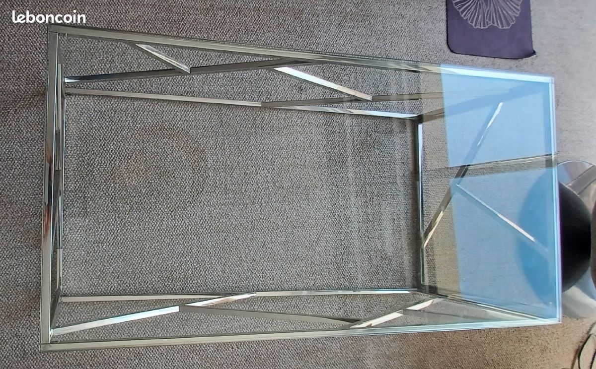 Table basse verre trempé et inox (image 3)