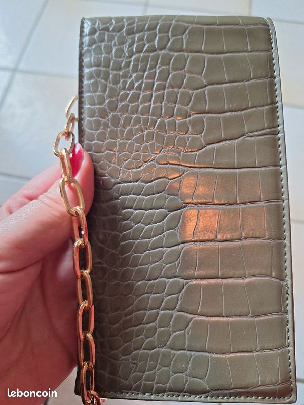 Sac bandoulière pour téléphone portable kaki et doré ,utilisé 1 fois (image 4)