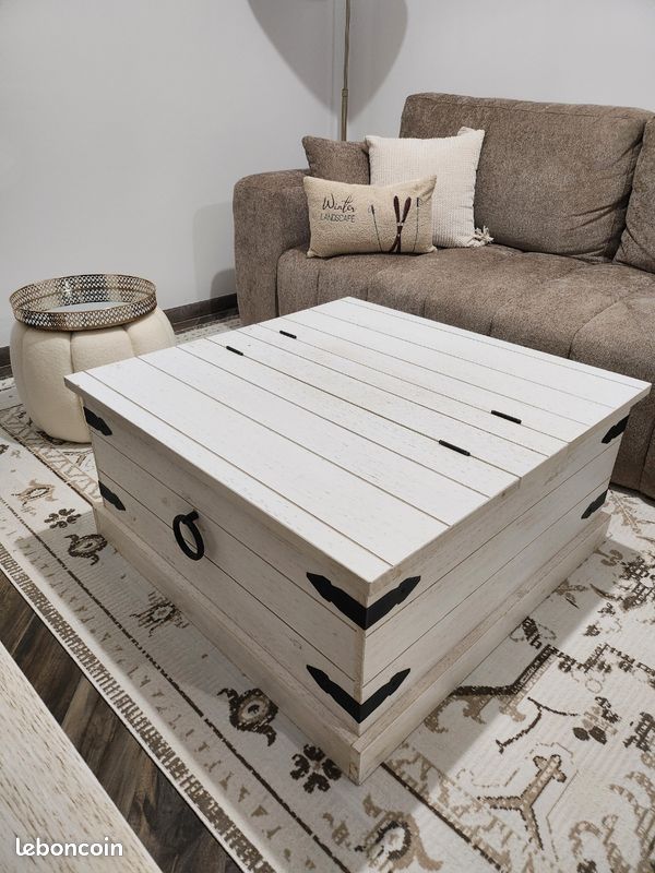 Table basse bois blanc (image 1)