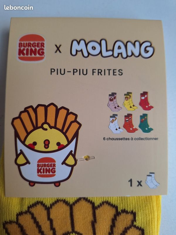 Chaussettes Burger King X Molang - Taille 29-32, Motif Pui Pui Et Whopper