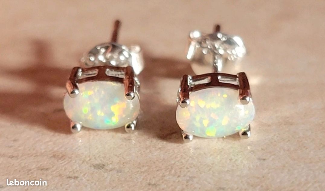 Boucles D'oreilles Anciennes En Or, Argent, Opale Et Perle - Pendantes Dormeuses - Splendides